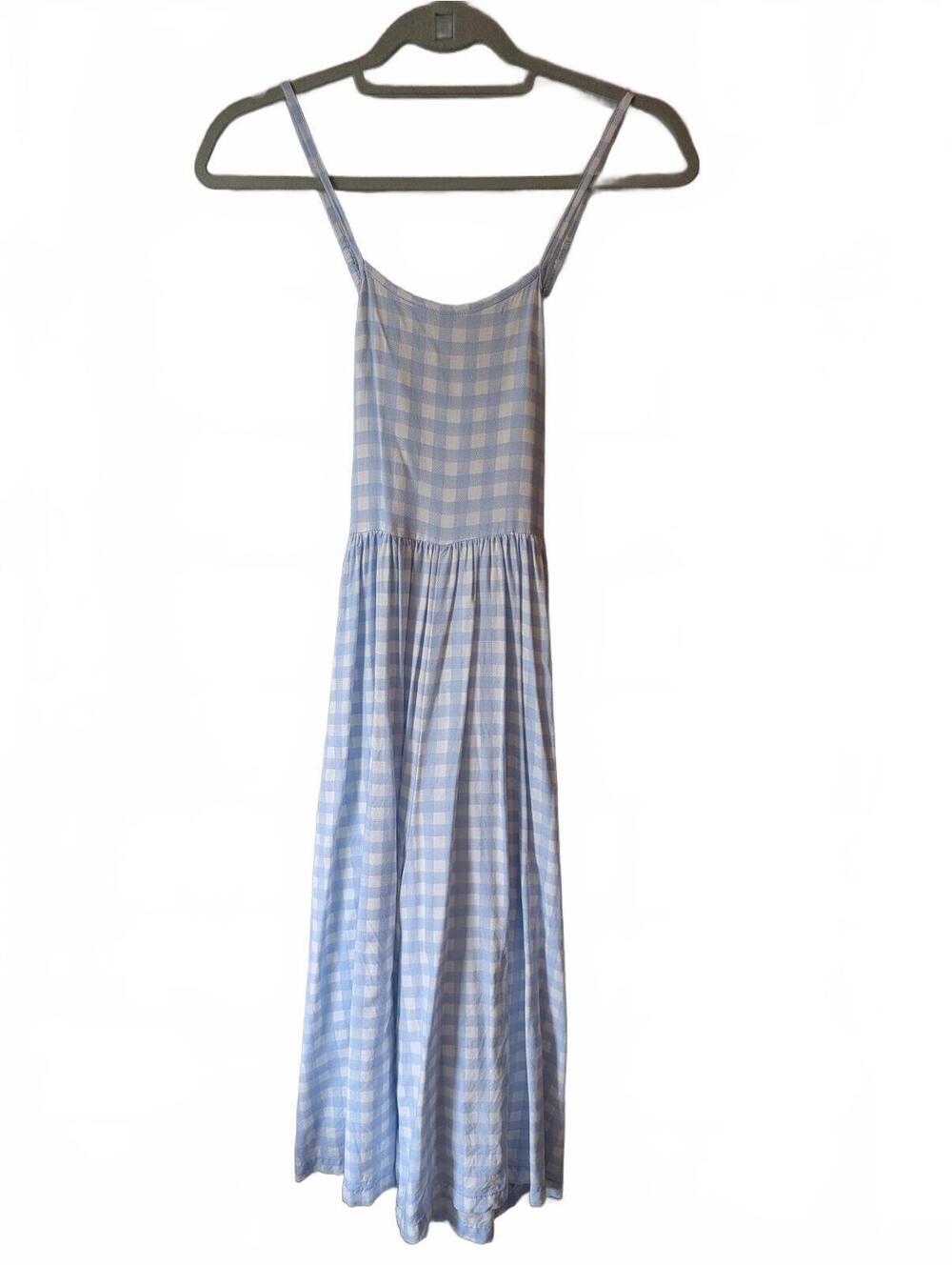 Nordstrom Blue and White Gingham Maxi Dress Size 10/12